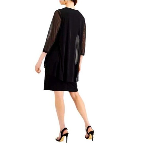 Connected Dress 20W Black Gold W Sheer Jacket Stretch Party Wedding Cruise NEW - Picture 13 of 14